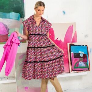 CROSBY BY MOLLIE BURCH Watson dress in art in bloom micro Sz M NWT